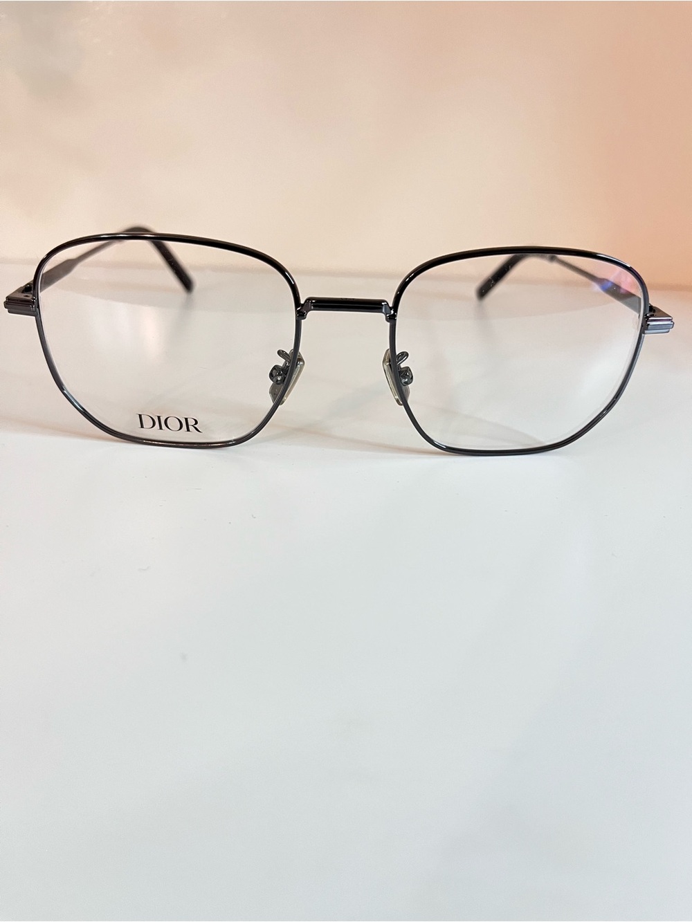 Dior Men’s Silver-Tone Geometric Metal Frame Glasses